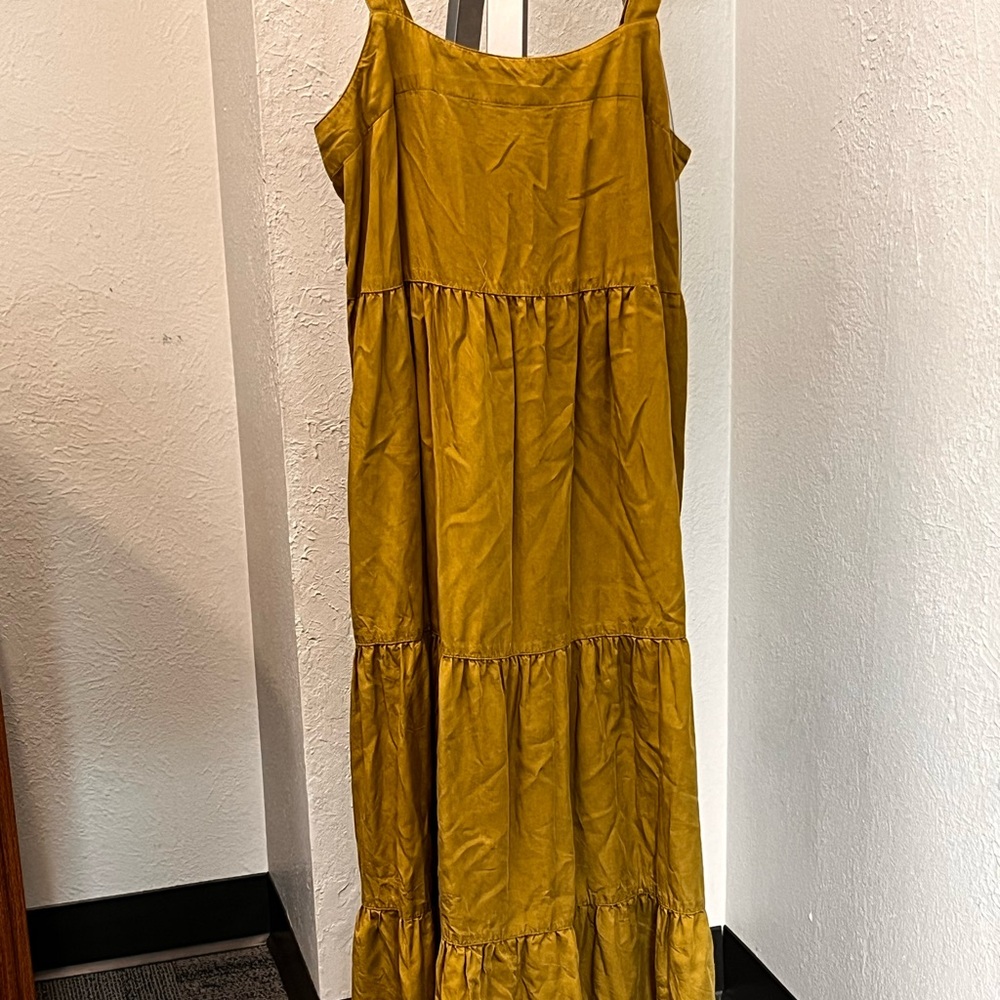 The Drop Chic Mustard Tiered Maxi Dress